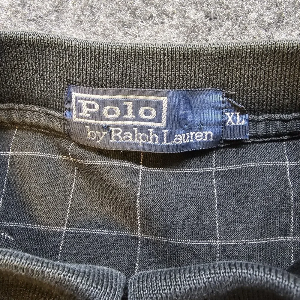 Polo Ralph Lauren Mens XL Black Windowpane Check Short Sleeve Polo Shirt‎ Casual